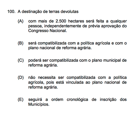 Edital TJGO - Direito agrário - 100