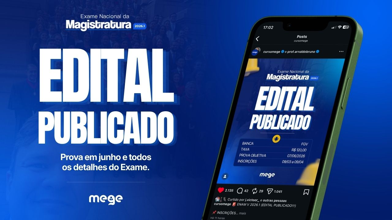 ENAM 2026.1: Edital publicado! Prova em junho e todos os detalhes do Exame.